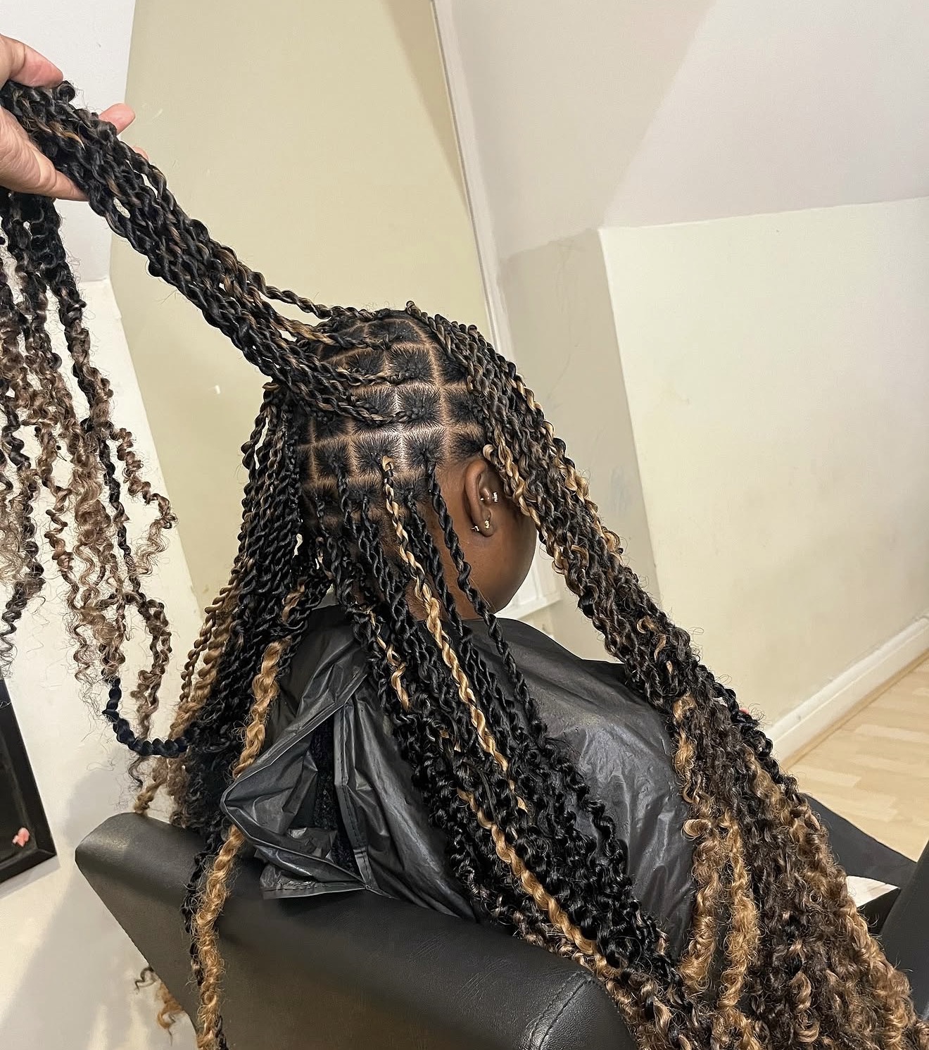 Boho braids with blonde curls by L.Dluxe